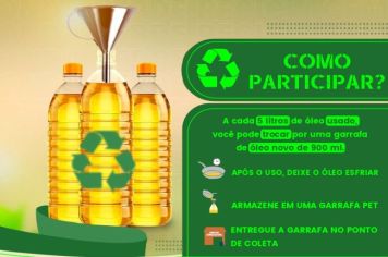 PREFEITURA PROMOVE PROJETO “ÓLEO POR ÓLEO”.