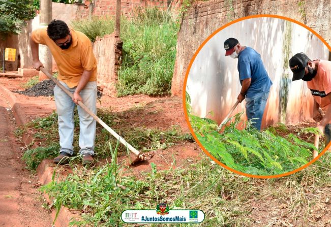 SECRETARIA MUNICIPAL DE OBRAS E SERVIÇOS DE PEDRINHAS PAULISTA, REALIZA CAPINA DAS VIAS PÚBLICAS DA CIDADE