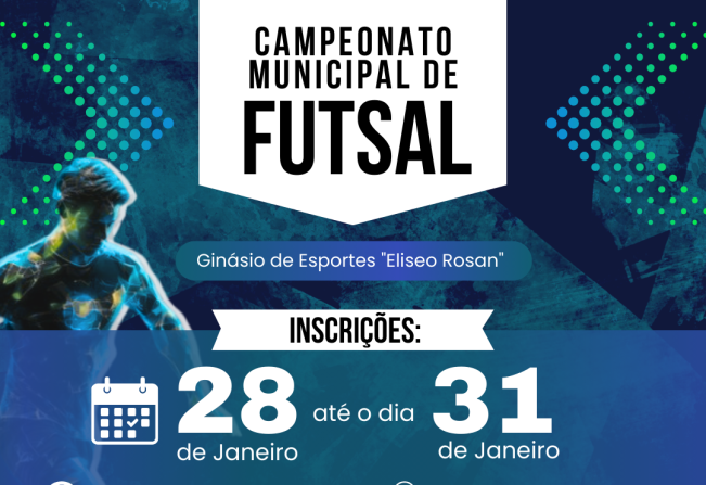 INSCRIÇOES PARA MAIS UMA EDIÇÃO DO CAMPEONATO MUNICIPAL DE FUTSAL.